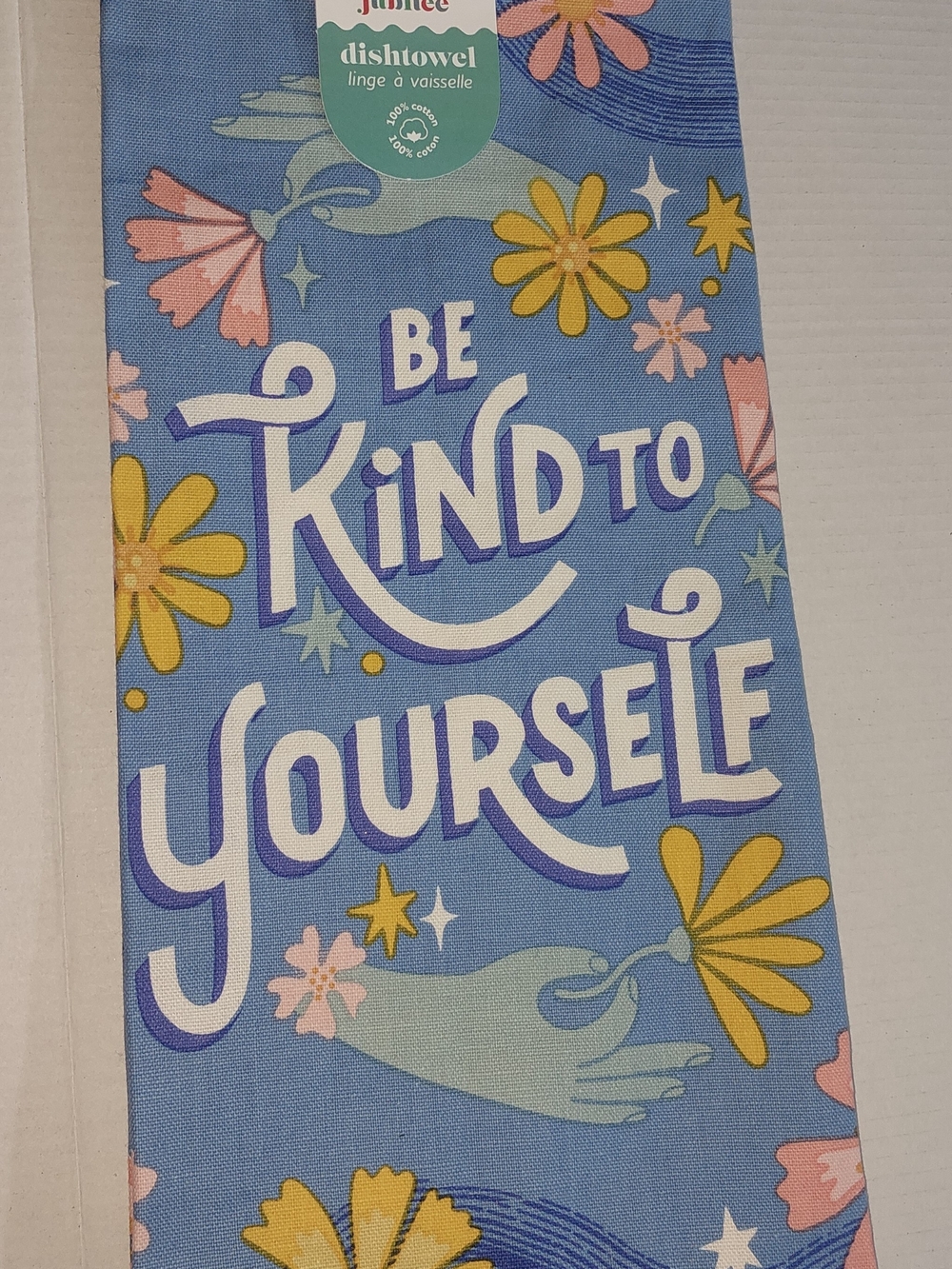 Be Kind To Yourself Blue Floral Dish Towel Set Of Four